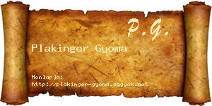 Plakinger Gyoma névjegykártya